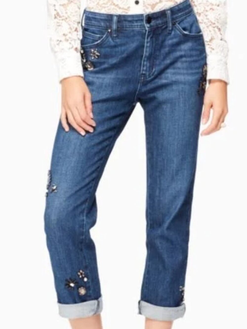 Kate Spade Broome Street Jewel Embellished Crop Jeans size 32